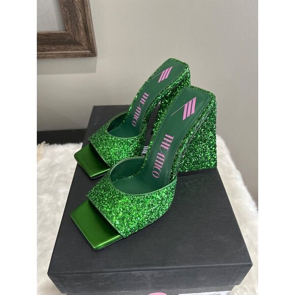 The Attico Devon 115 Mules Apple Green Glitter Womens Size 36 6 - Picture 7 of 13